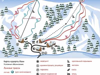 карта гірськолижного курорту «Ізкі» в Закарпатській області.