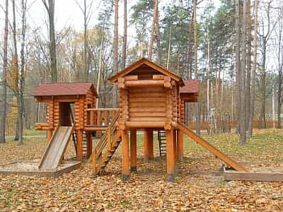 дерев'яна дитача площадка в музеї лісу на Рівненщині