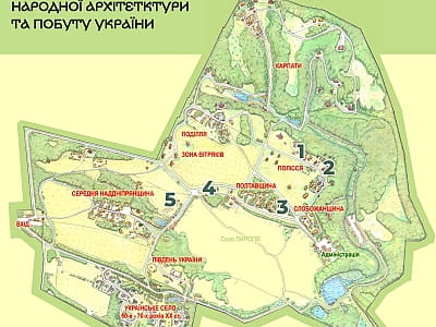 Карта музею народної архітектури та побуту України "Пирогів" 